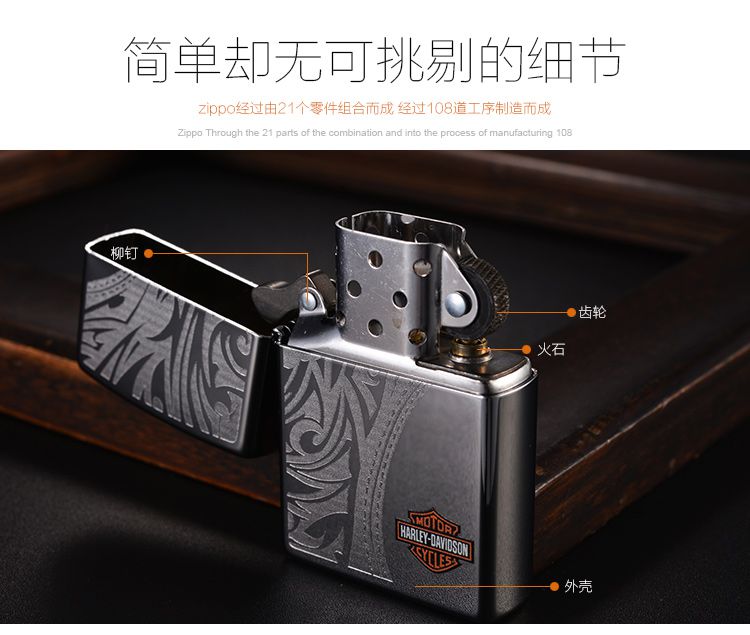 zippo哈雷收藏系列,zippo哈雷鹰限量版 zippo 哈雷刻花-镜面雕刻常规机