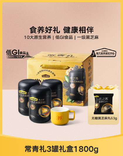 常青礼礼盒1800g核桃黑芝麻黑豆粉糊送礼长辈礼盒