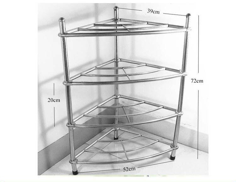 不锈钢厨房四层置物架锅架盆架三角置物架落地架