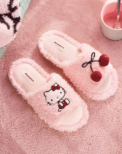 【红运系列】KT秋冬拖鞋女保暖毛绒刺绣本命年红品婚庆家居拖鞋