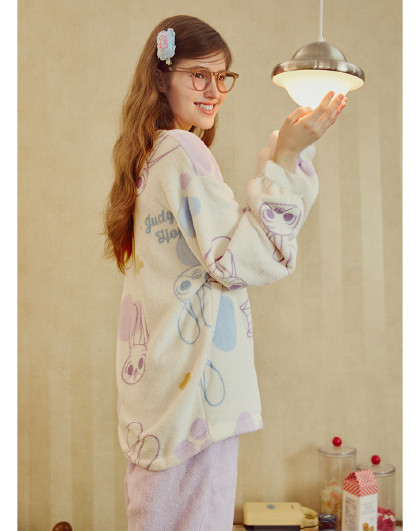 【超值捡漏】珊瑚绒朱迪睡衣女秋冬厚款满印高品质外穿家居服套装