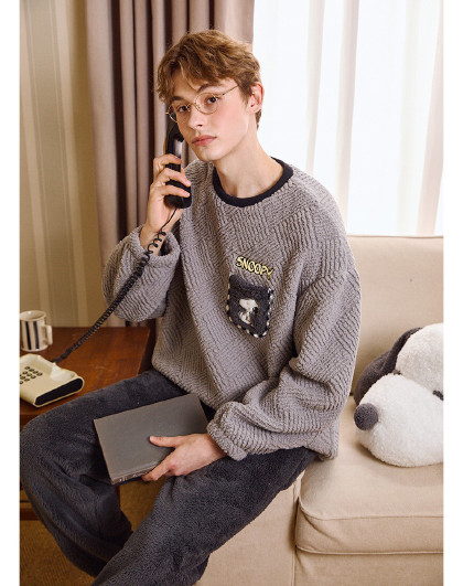 【史努比系列】睡衣男秋冬加绒加厚青少年睡衣男学生高级感套装