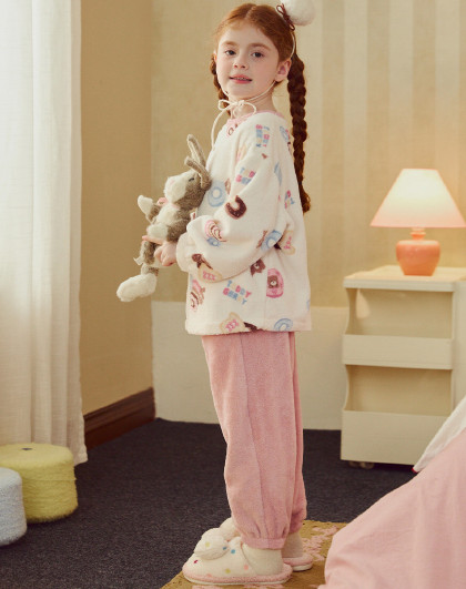 【超值捡漏】泰迪熊睡衣女童秋冬中大童珊瑚絨高品质家居服套装