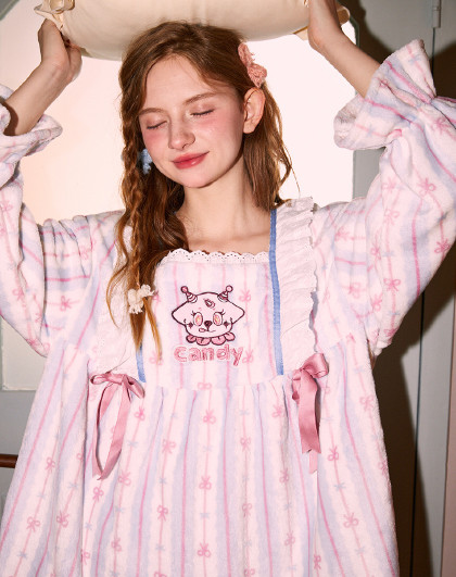 【原创IP糖兜】睡衣女秋冬加绒加厚甜美卡通保暖女士睡衣套装