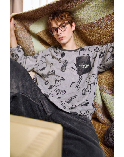 【超值捡漏】珊瑚绒男士睡衣秋冬款加厚史努比居家服青少年质套装