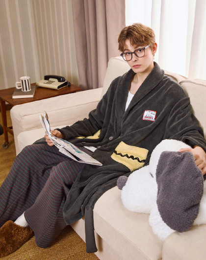 【史努比系列】男士睡衣秋冬厚款珊瑚绒舒适高级感浴袍家居睡袍