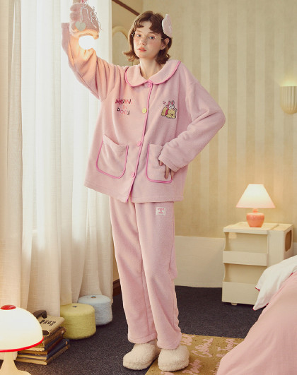 【小熊维尼系列】高品质睡衣女冬季加厚珊瑚绒舒适保暖家居服套装