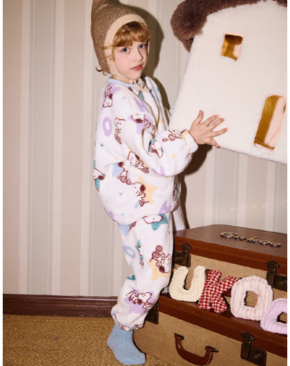 【超值捡漏】儿童珊瑚绒史努比睡衣秋冬季加厚男大童外穿家居套装