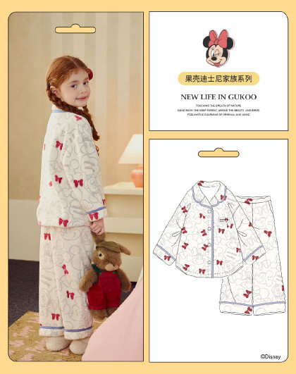 【轻红品系列】米奇珊瑚绒女童睡衣秋冬舒适本命年外穿家居服套装