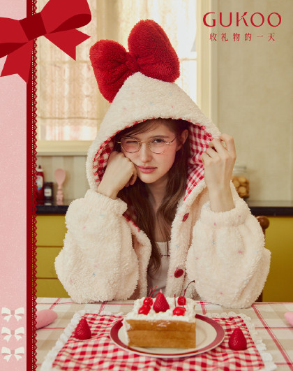 【红运系列】睡衣女秋冬加绒加厚本命年连帽红品结婚家居睡袍外穿