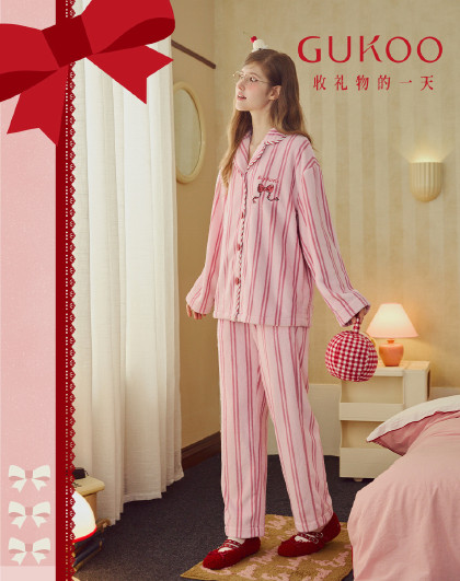 【红运系列】睡衣女秋冬加绒加厚本命年结婚红色家居服套装