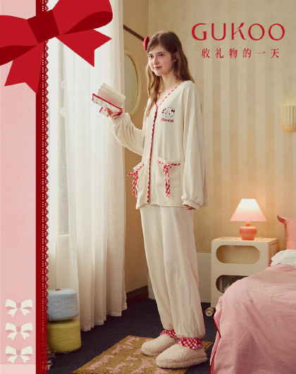 【双面磨毛奶绒绒系列】mikko睡衣女秋冬红品本命年结婚套装