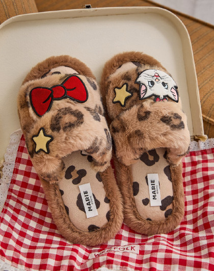 联名款拖鞋女秋冬毛毛拖鞋甜酷高级感豹纹可外穿踩屎感家居拖鞋