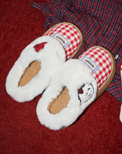 【鸿运本命年系列】mikko雪地靴拖鞋女秋冬红色外穿毛毛拖鞋