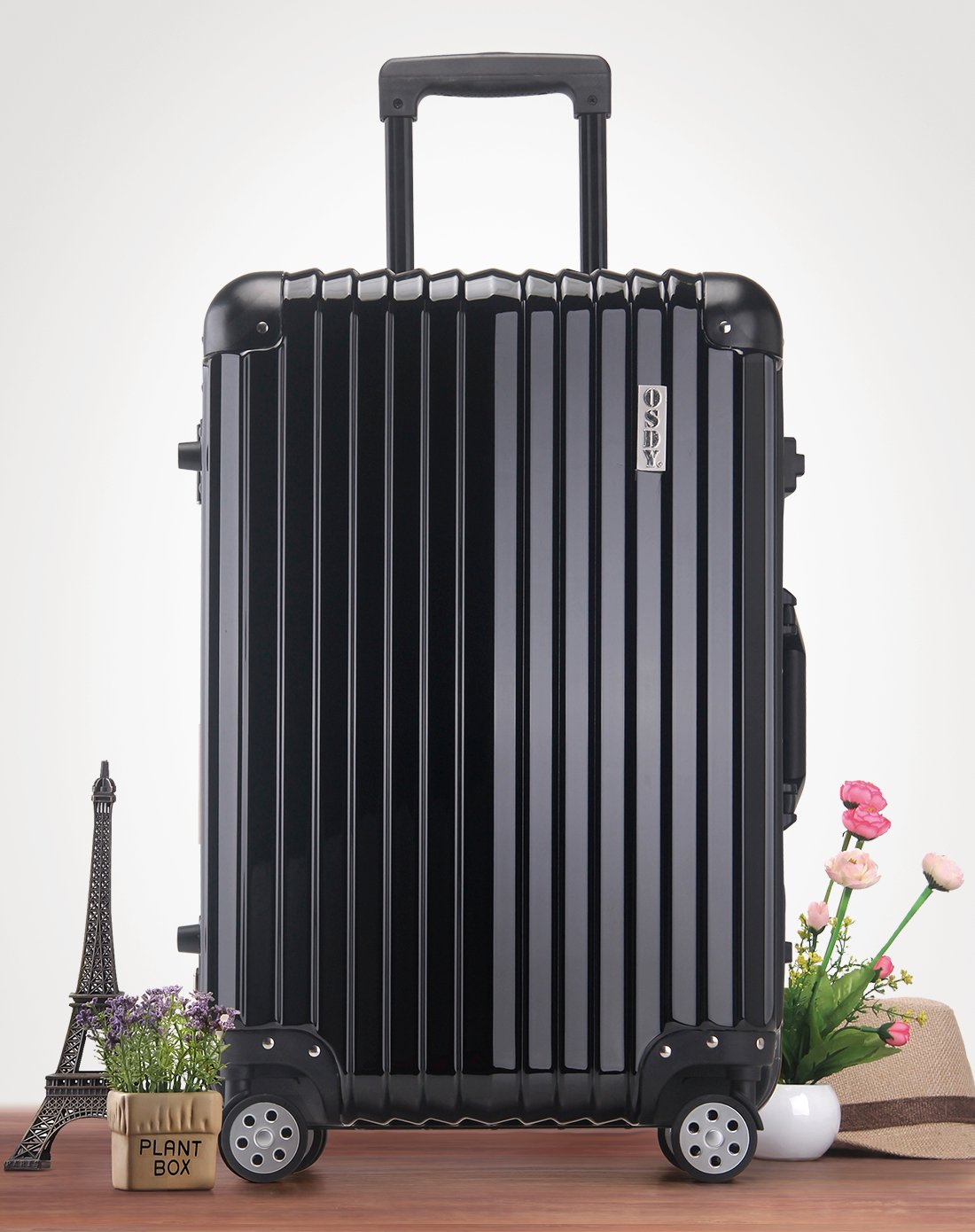 高端厚实铝框硬箱行李箱24寸黑色