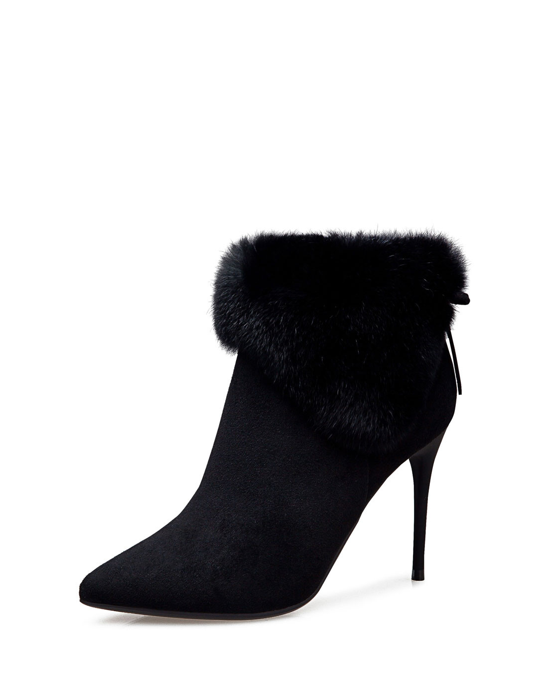 非谜FallinMiss2016冬季新款尖头细带高跟黑色