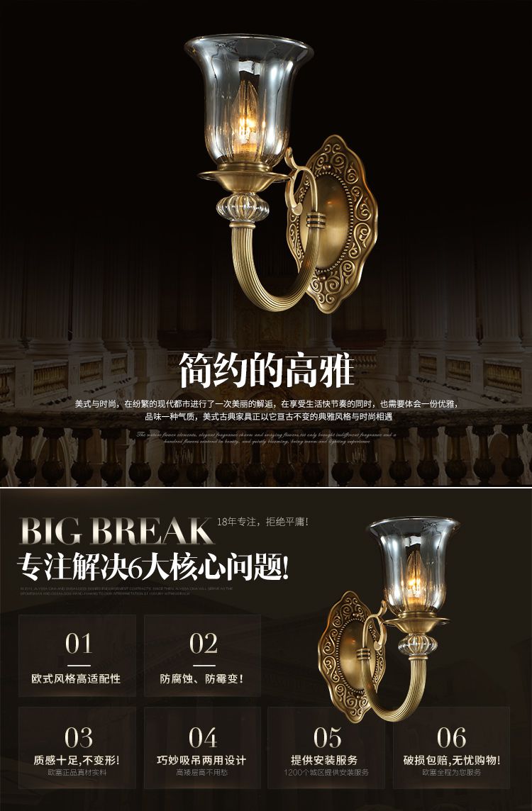 美式乡村单头壁灯 三围测量示意图 尺码对照表: 体重kg身高cm 温馨