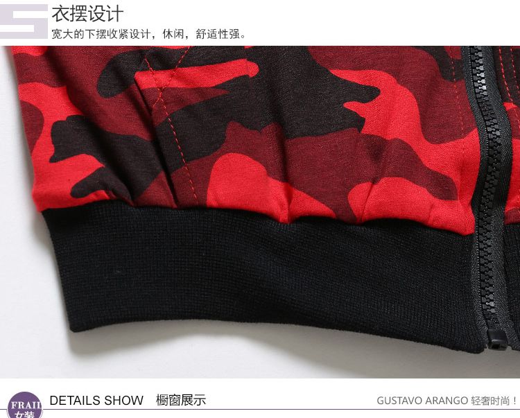 女款红色迷彩服外套