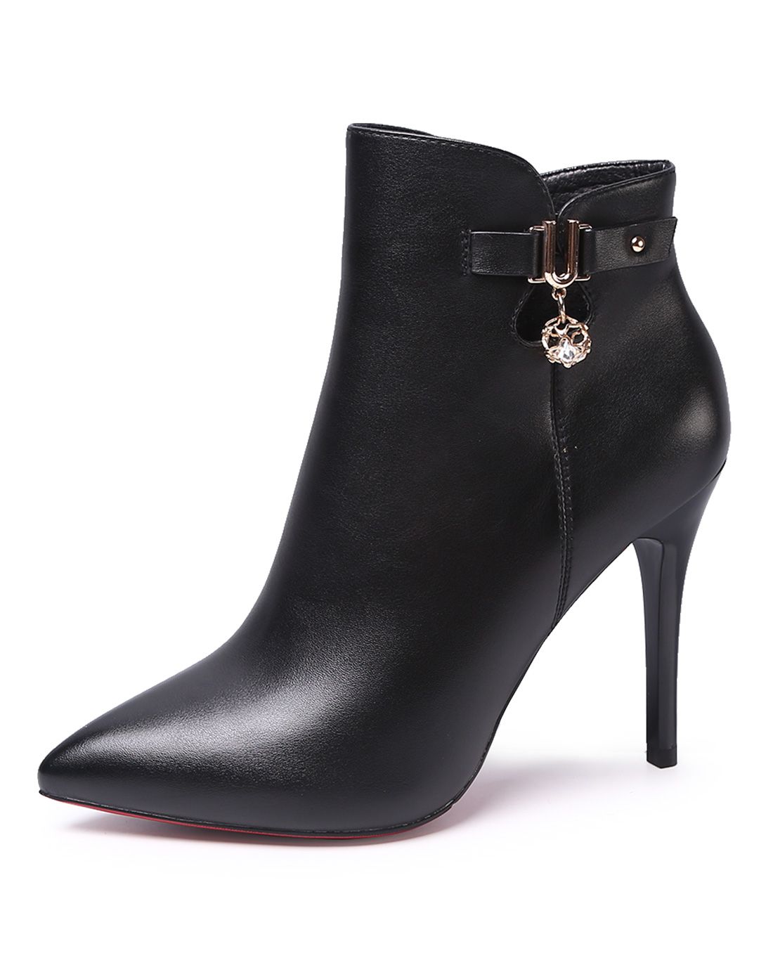 卡丹路Cardanro16新款镶钻黑色细高跟尖头短