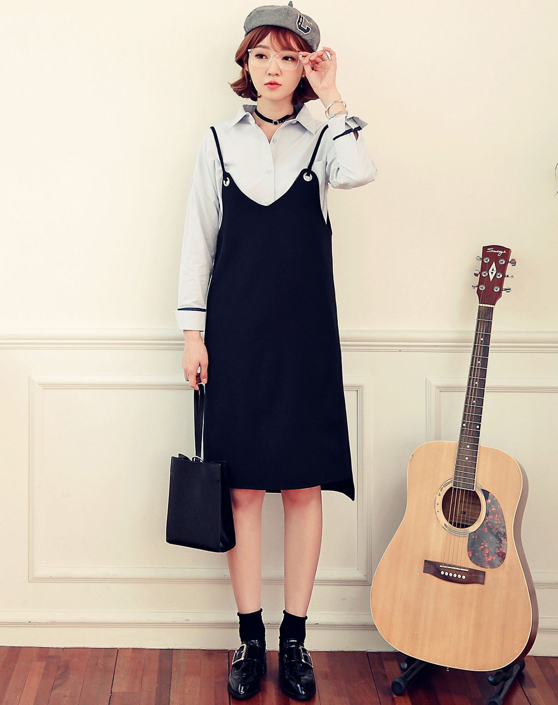 韩都衣舍HSTYLE黑色无袖连衣裙MR6537000