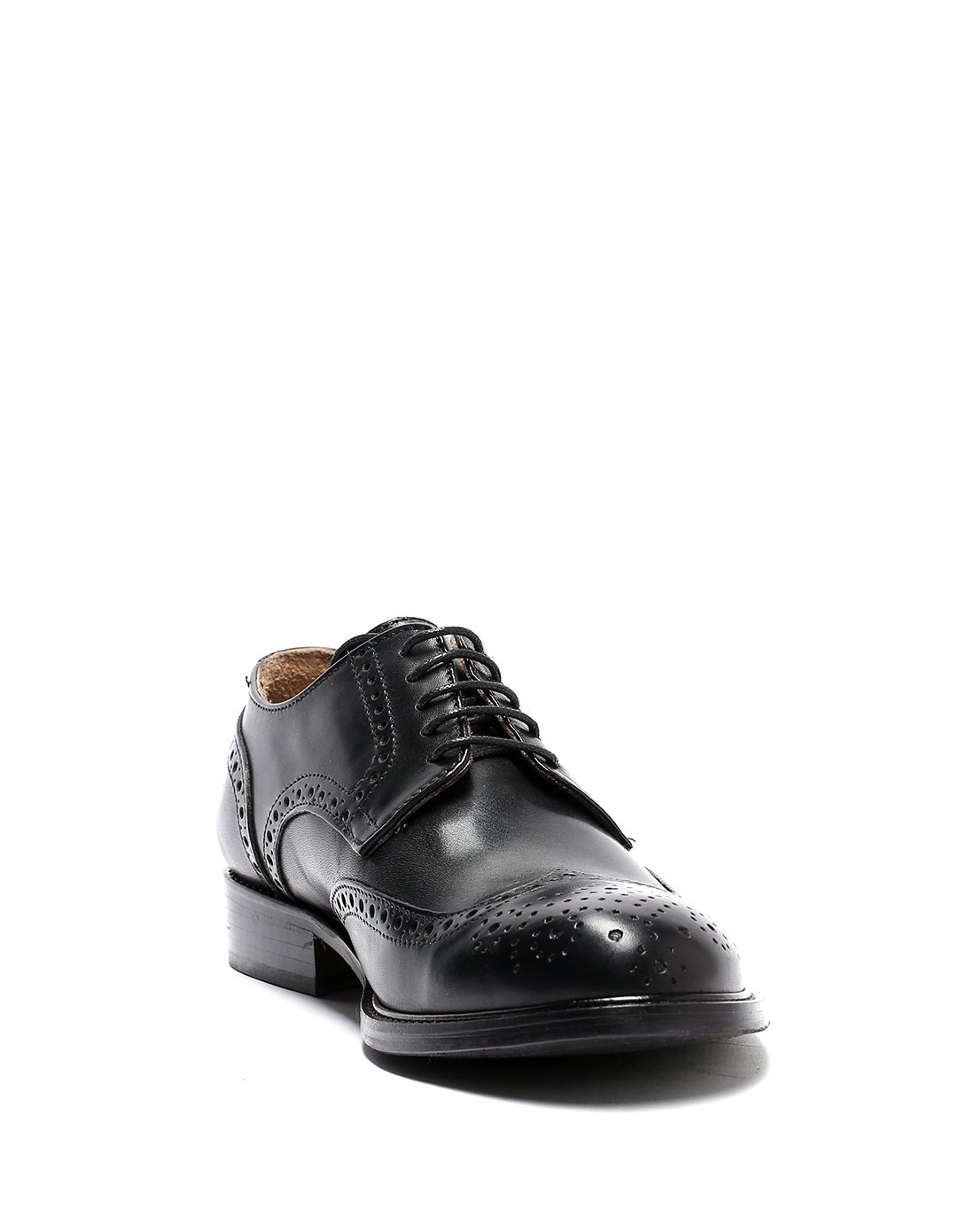 bagatt意大利进口男男士布洛克花纹绑带皮鞋黑