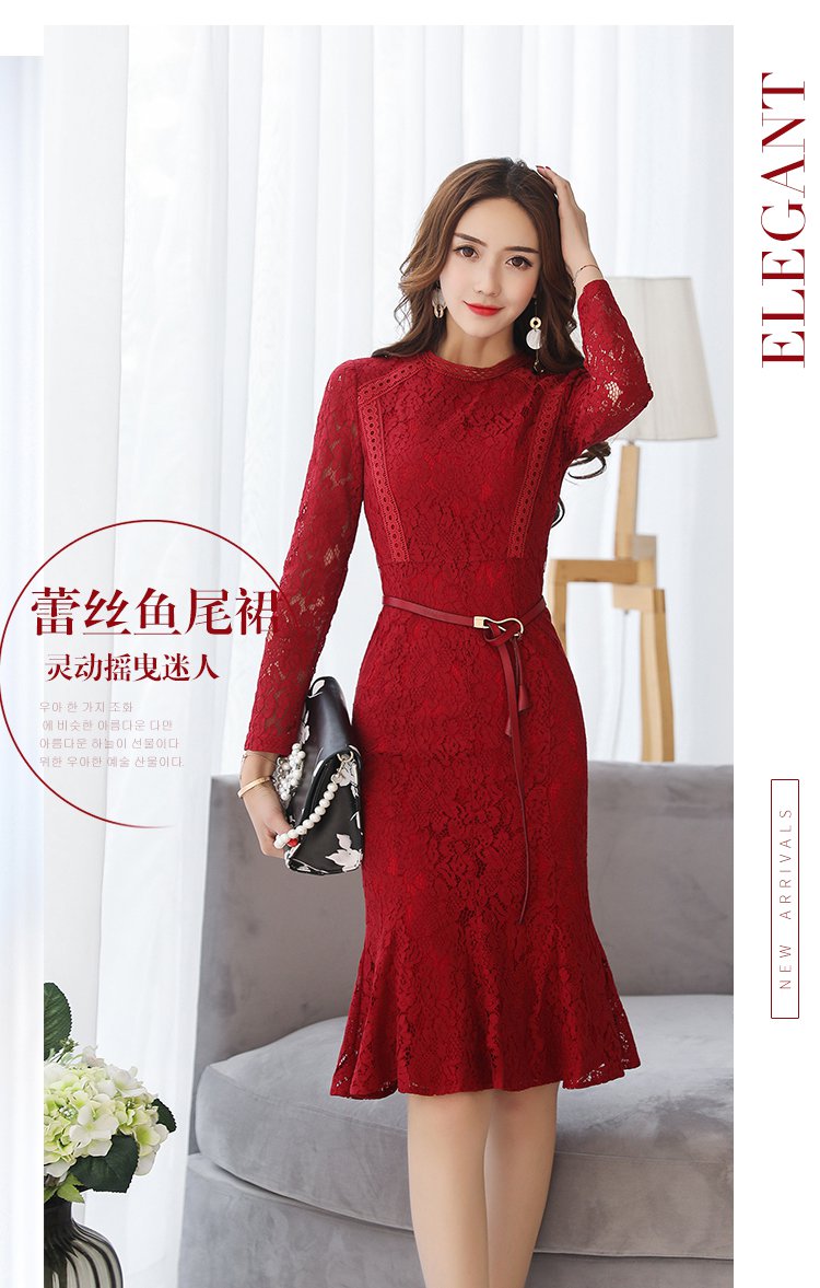 一米阳光纯色性感修身连衣裙酒红色700058054_唯品会