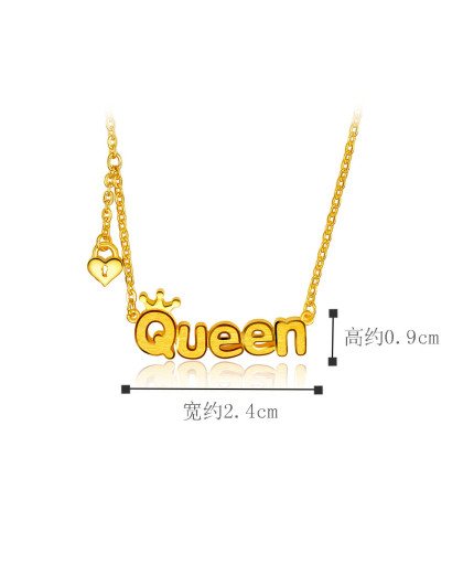 金至尊 足金皇冠queen字母套链(计价)约8.64g