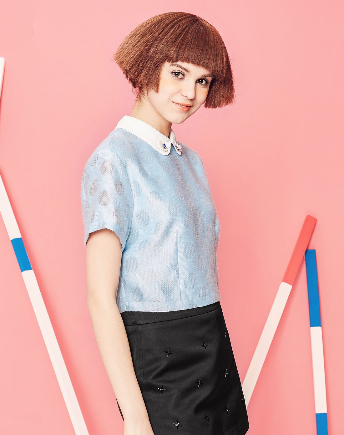 诗凡黎seifini特卖旗舰店翻领波点雪纺衫浅蓝7