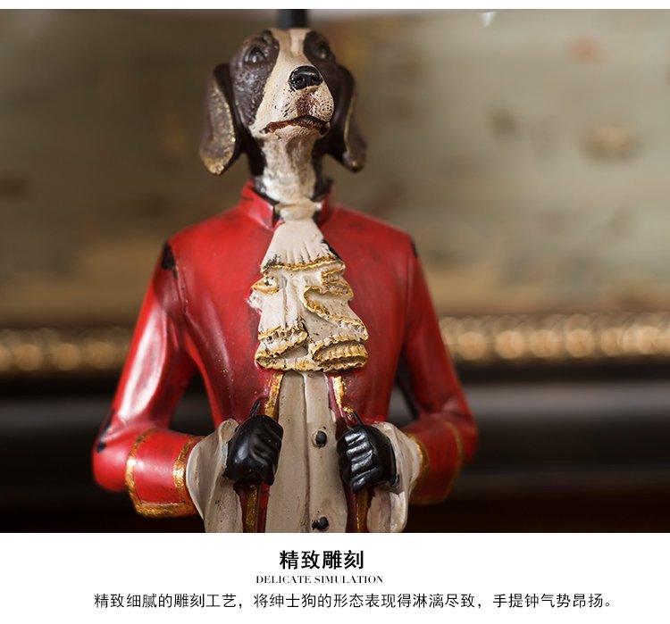欧式树脂卧室书房餐厅绅士狗装饰台灯