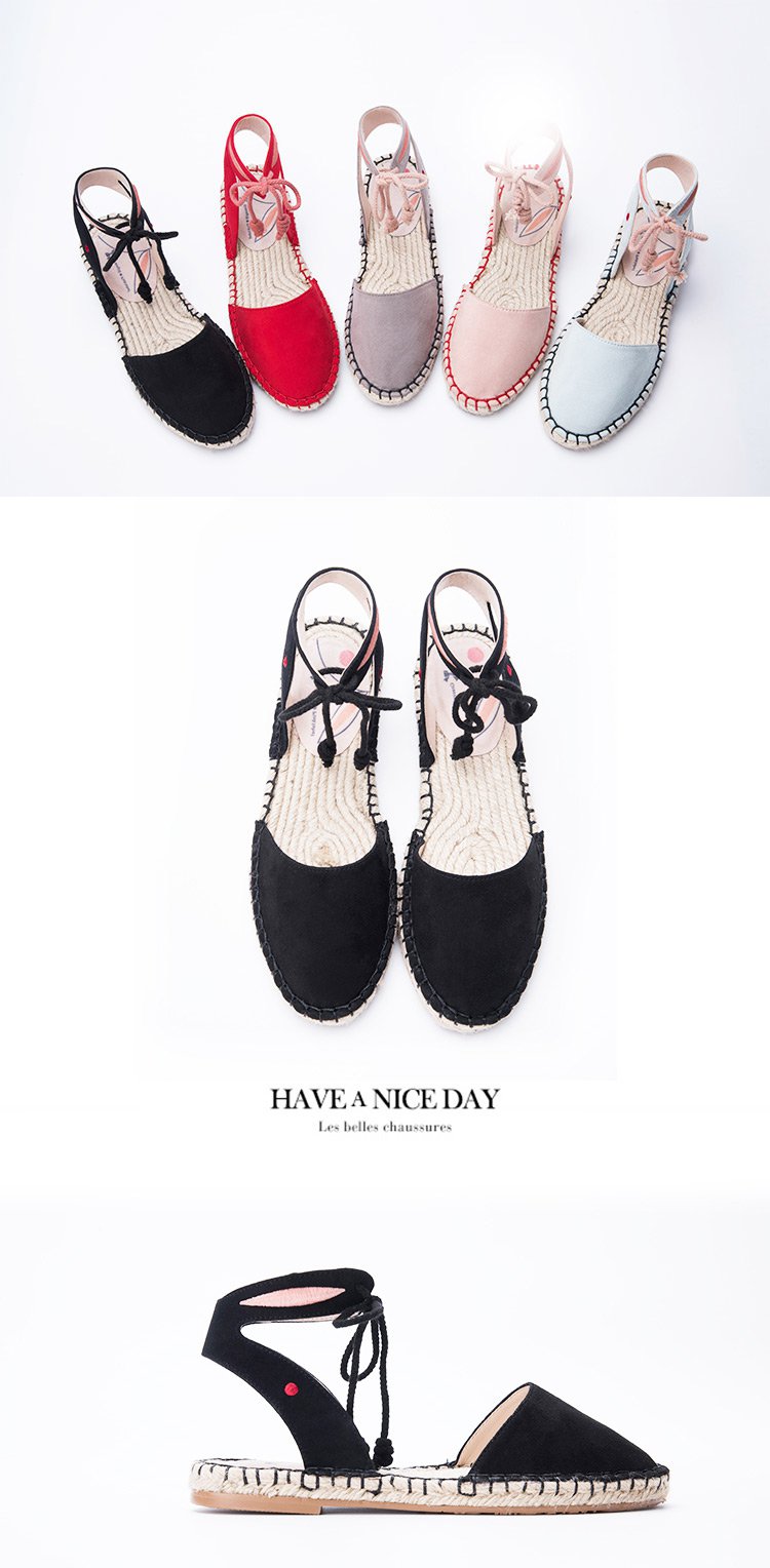 gracegift 2017麻底舒适平跟休闲浅口单鞋