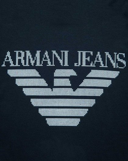 armani jeans logo印花圆领t恤丈青色