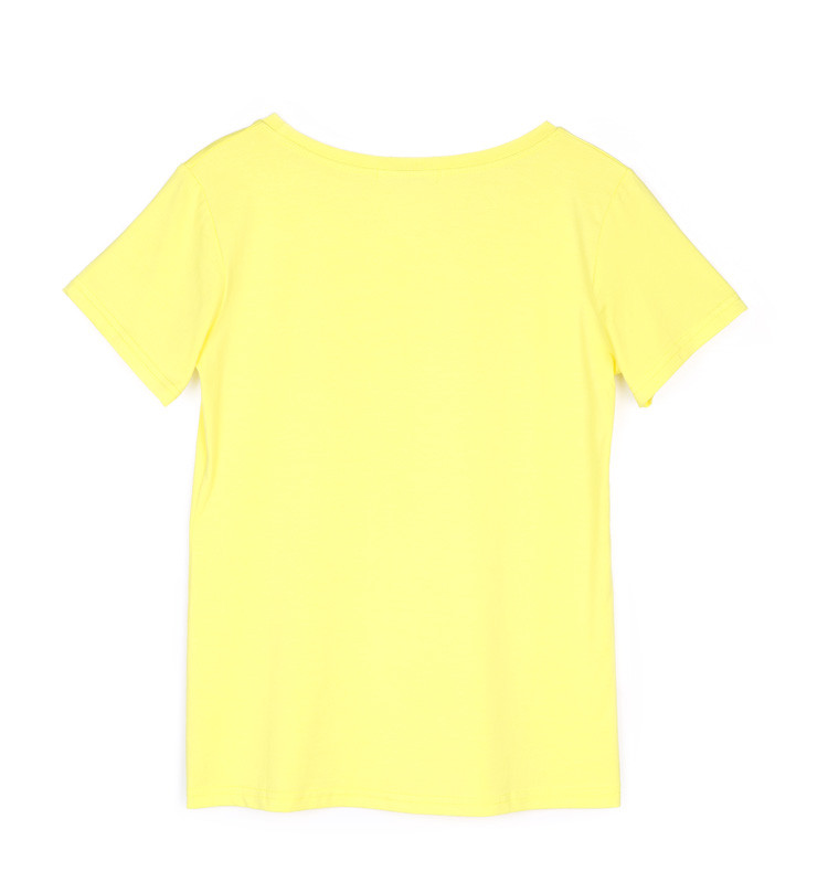 女装纯色休闲圆领短袖t恤鹅黄色