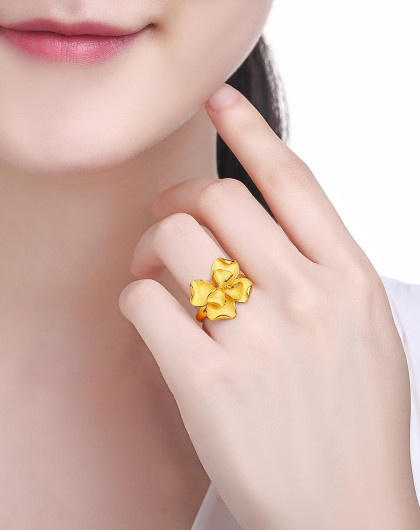 梦金园万纯 足金999.9喜事临系列戒指(计价)结婚必备