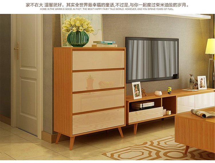 清新北欧 客厅家具小户型榉木环保实用边柜家用斗柜