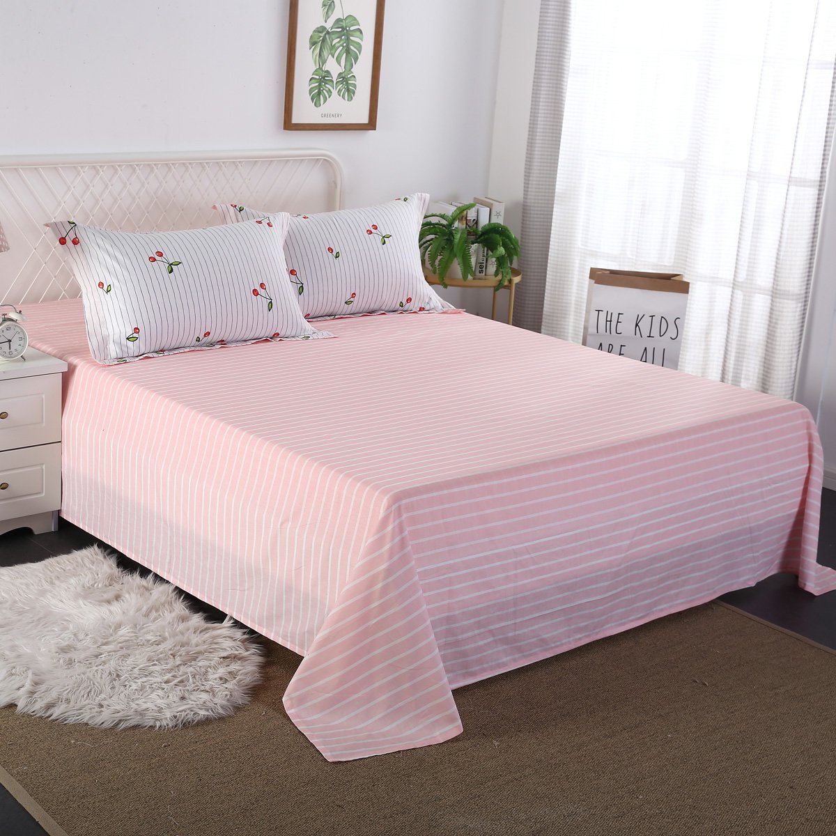 北欧风格床上单品40支纯棉印花床单单件1.8米2米双人床床单
