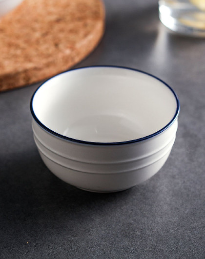 5cm蓝白陶瓷圆碗汤碗面碗