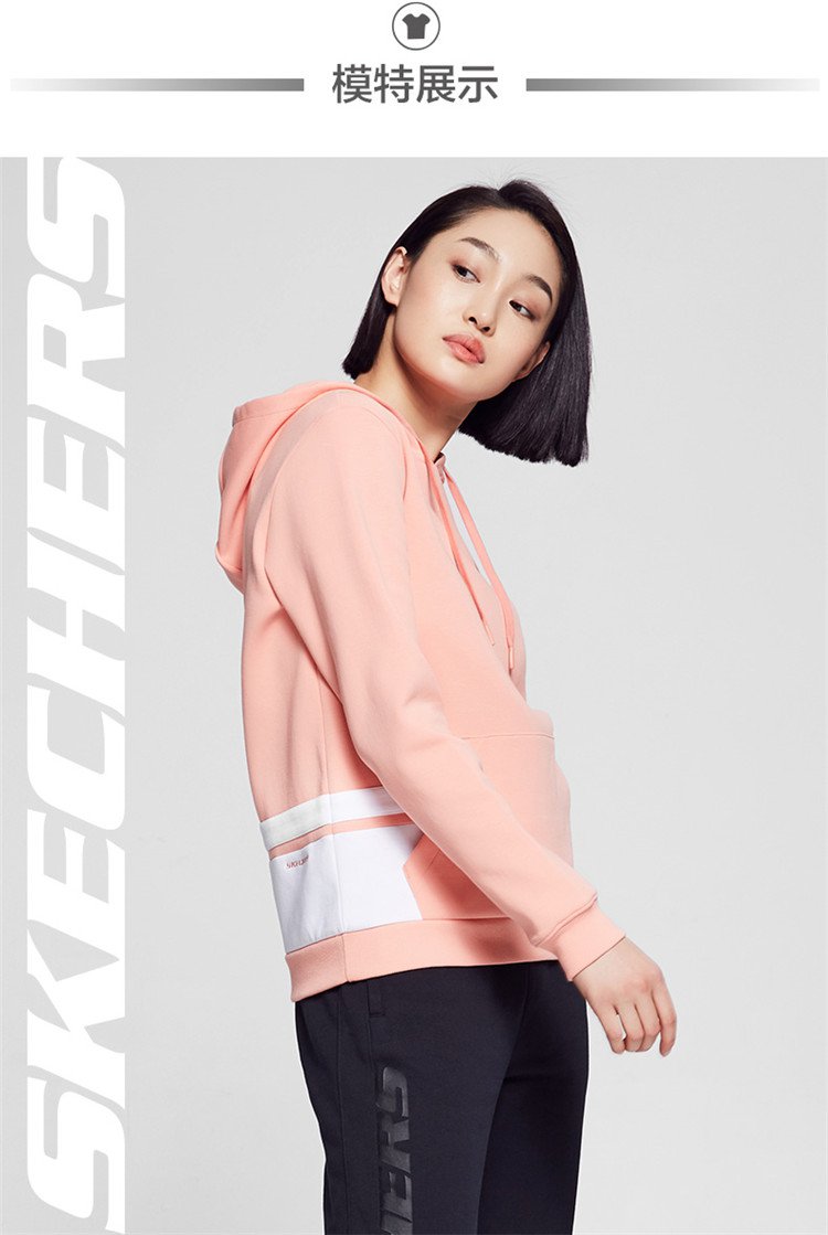 skechers斯凯奇女装新款连帽套头卫衣 休闲时尚舒适连帽衫