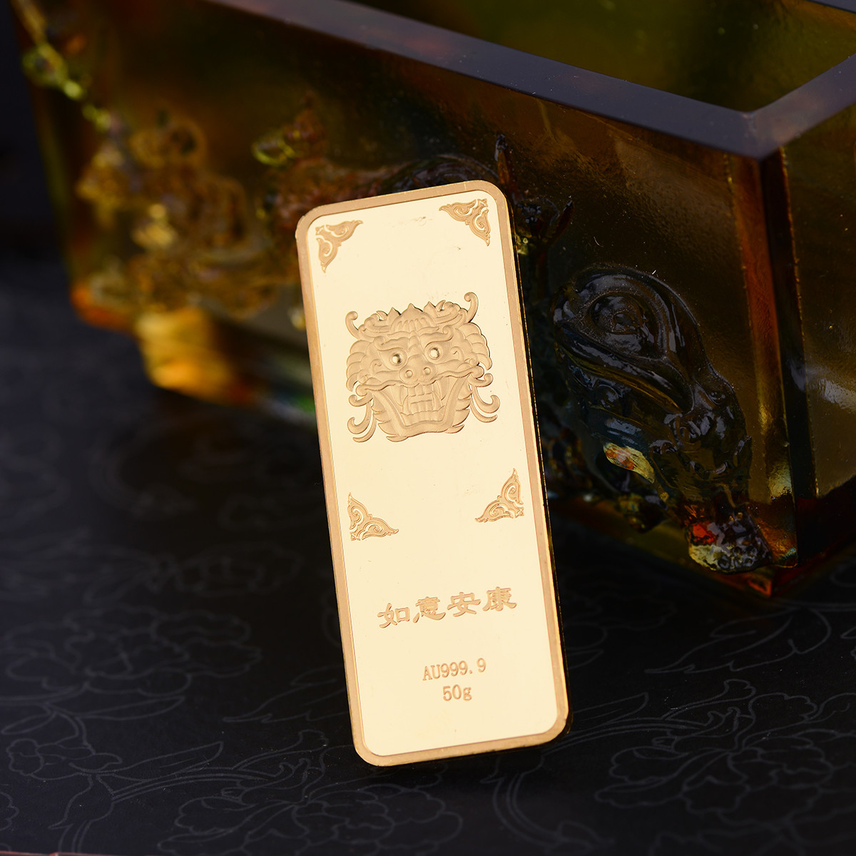 老庙黄金au999.9足金投资金条瑞兽金条 祥龙如意安康50克