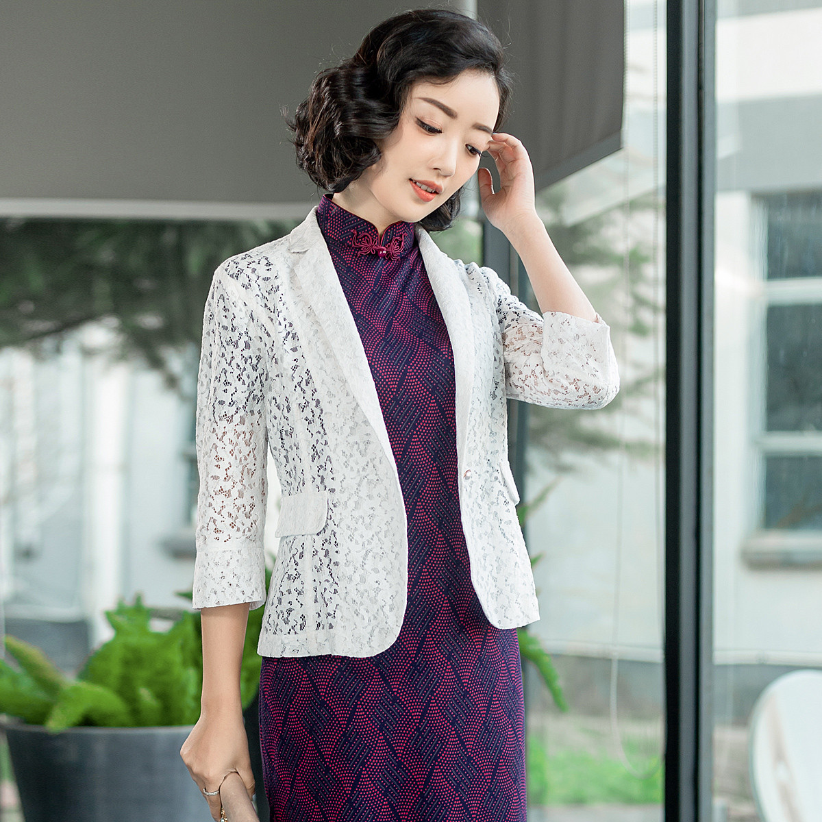 远山黛 春夏季2019新款短款配旗袍的小外搭修身开衫女式外套