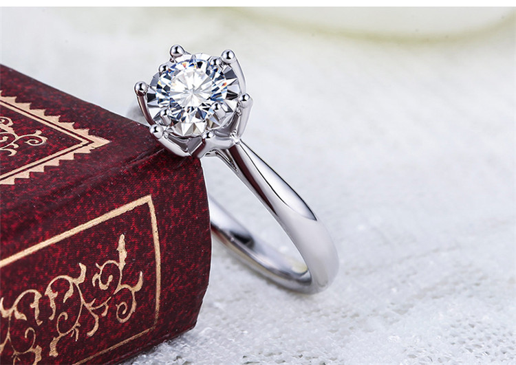 ideal爱迪尔珠宝18k六爪钻石戒指求婚结婚钻戒30分效果