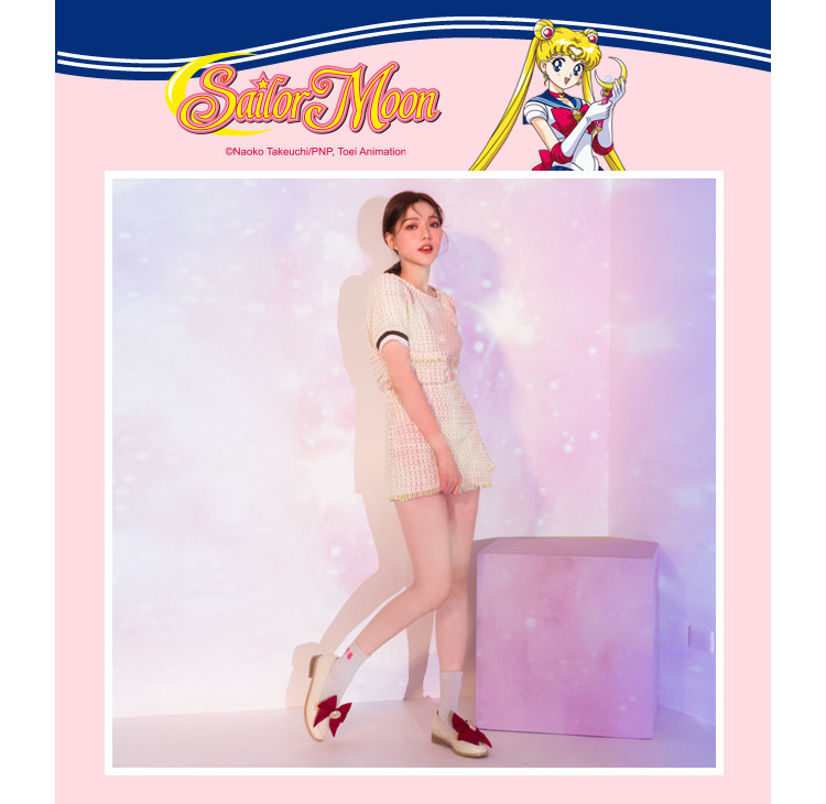 gracegift 美少女战士联名蝴蝶结小皮鞋乐福鞋低跟女鞋单鞋