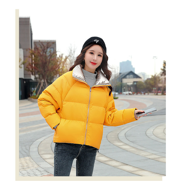【2019新款】秋冬光感双面穿短款羽绒服女式休闲保暖