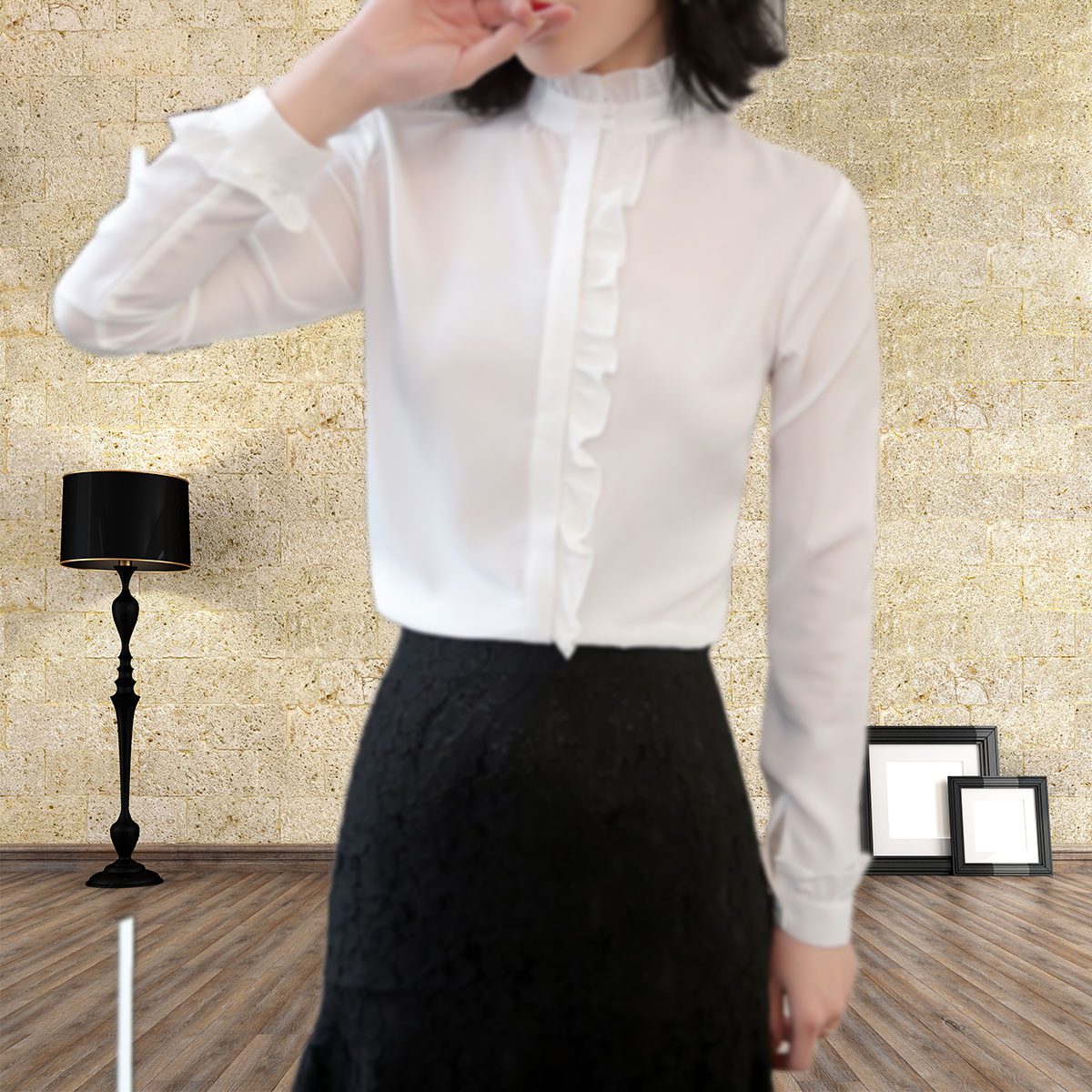 唯己2019春新品纯色长袖衬衫女式衬衫e91509305_唯品会