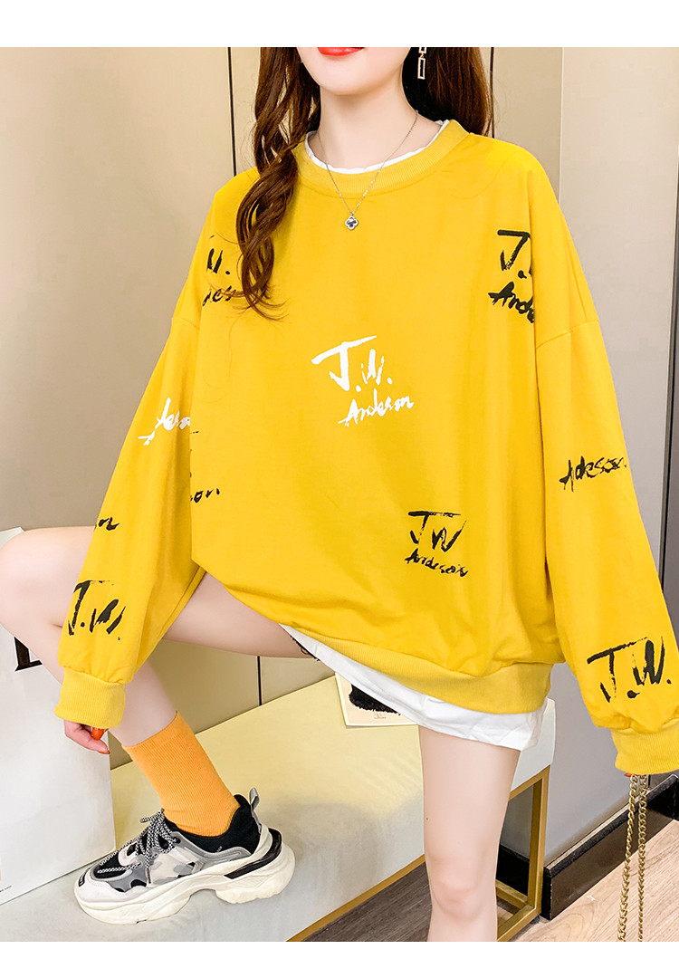 2021春秋季新款韩版薄款卫衣女夏宽松中学生胖mm假两