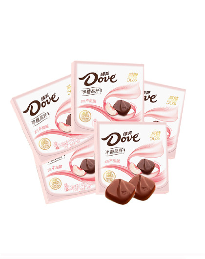 【新品】半糖高纤白桃味麦片巧克力35克x5盒装下午茶零食糖果