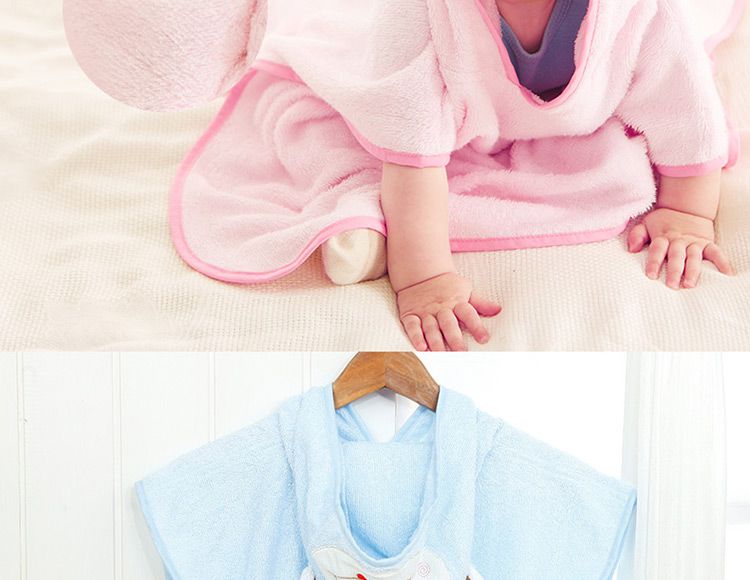 蒂乐 蓝色毛圈连帽婴幼儿浴袍50cm