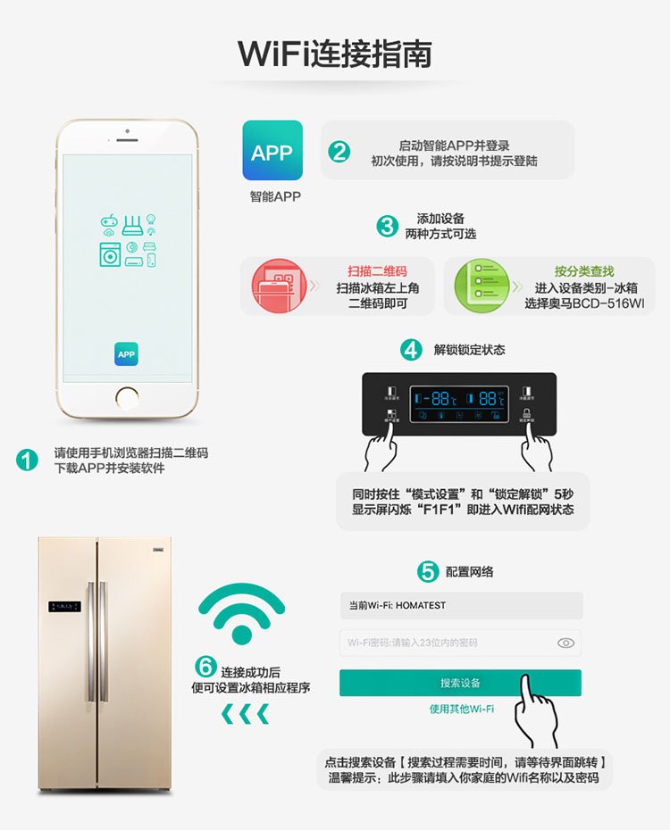 奥马bcd-516wi 【wifi智能】风冷无霜 对开门冰箱