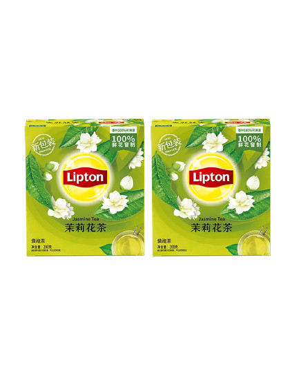 Lipton精选经典茉莉花茶叶袋泡茶办公室下午茶100包2盒