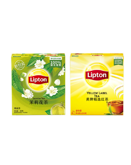 Lipton精选经典红茶茉莉花茶商用茶叶冲泡袋泡茶包200包