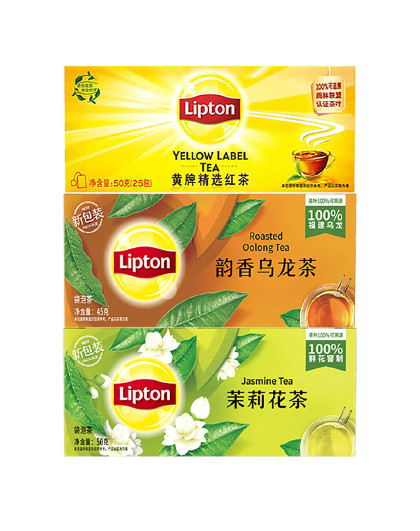 黄牌精选红茶绿茶乌龙茶茉莉花茶75包组合下午茶冲泡袋茶叶
